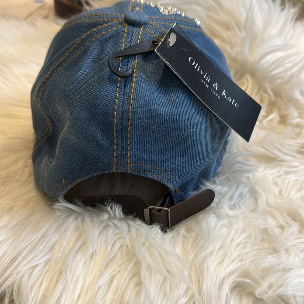 Olivia & Kate Denim Cap with Rhinestone Stars - Picture 3 of 6